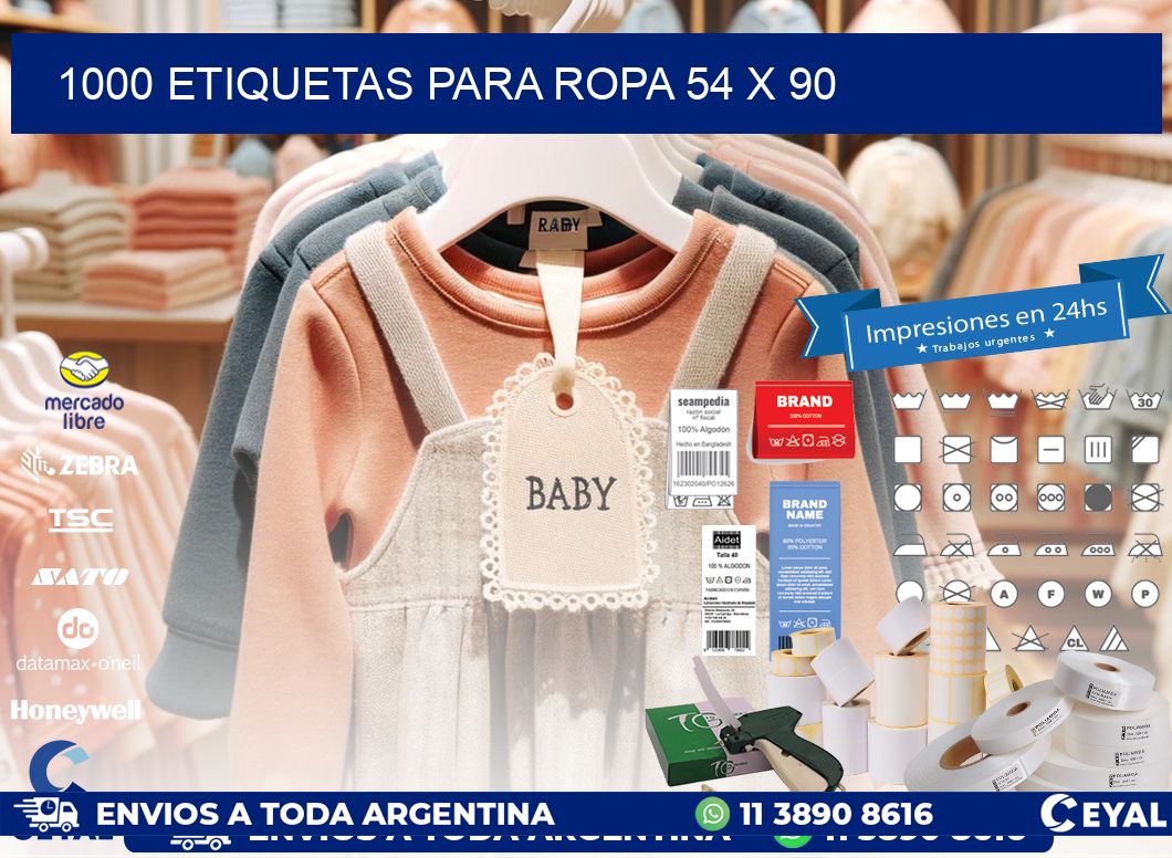 1000 ETIQUETAS PARA ROPA 54 x 90