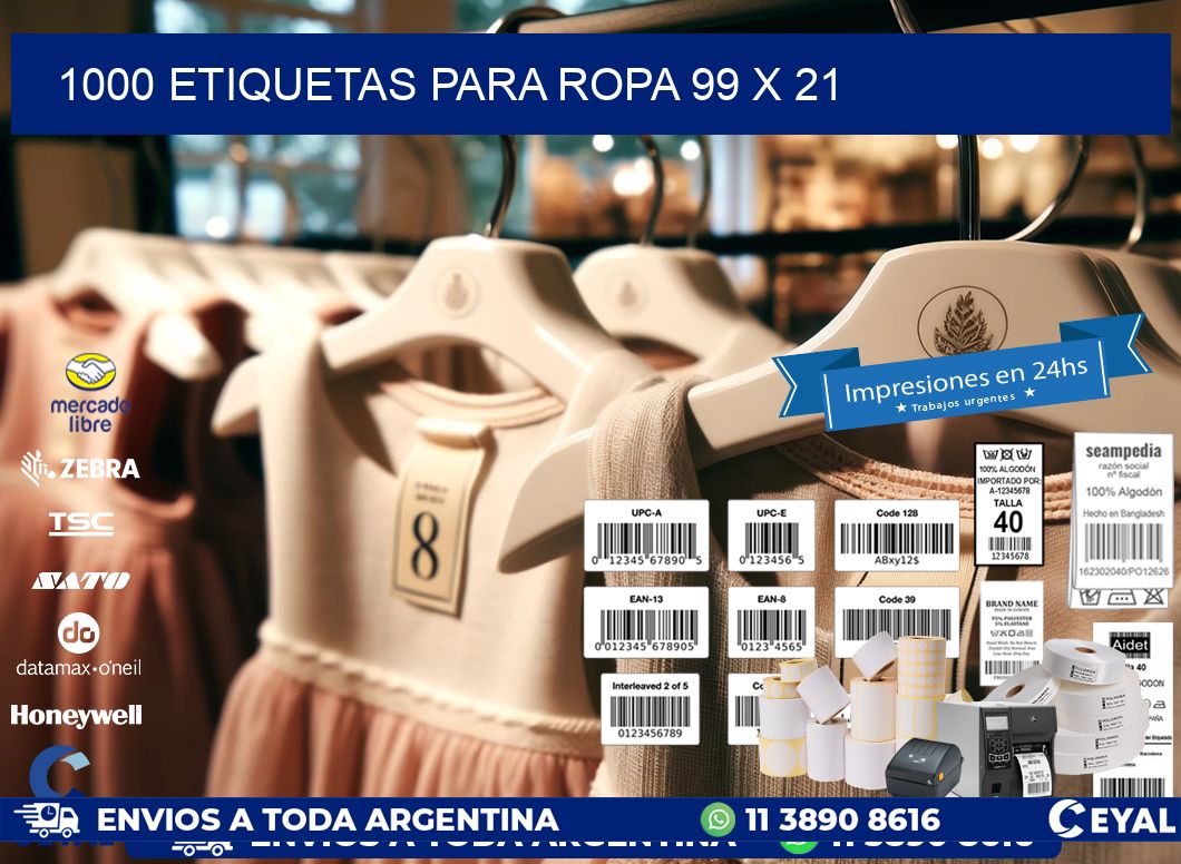 1000 ETIQUETAS PARA ROPA 99 x 21