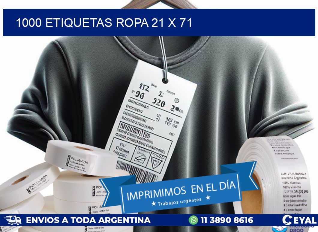 1000 ETIQUETAS ROPA 21 x 71