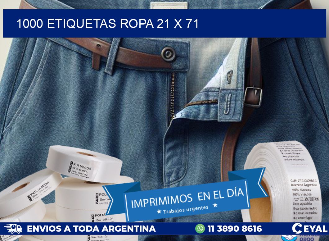 1000 ETIQUETAS ROPA 21 x 71