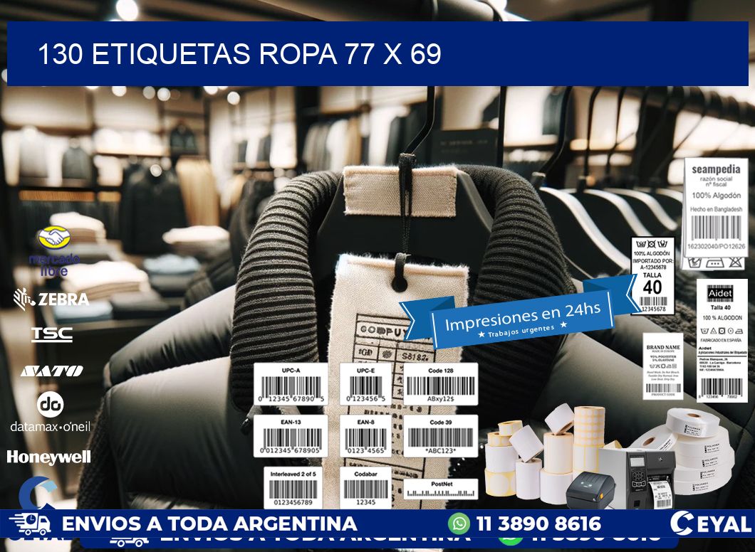 130 ETIQUETAS ROPA 77 x 69