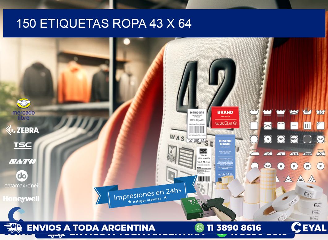 150 ETIQUETAS ROPA 43 x 64