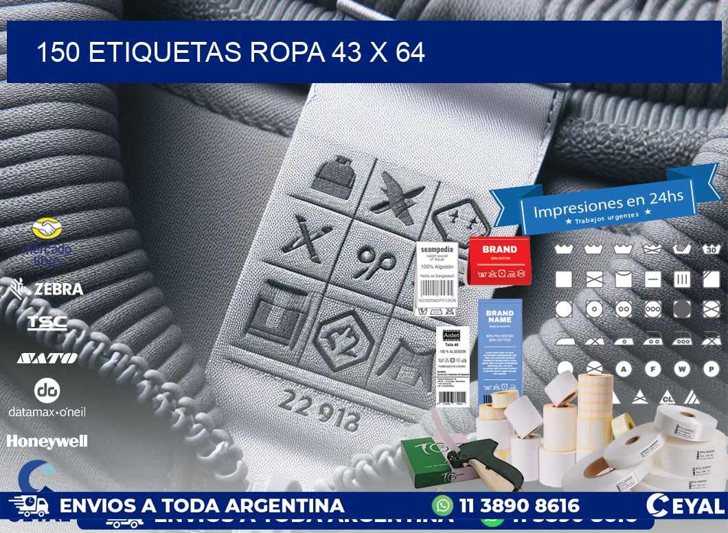 150 ETIQUETAS ROPA 43 x 64