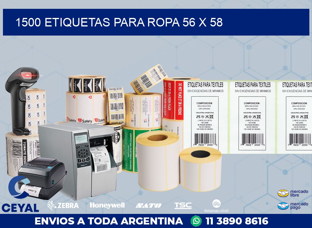 1500 ETIQUETAS PARA ROPA 56 x 58