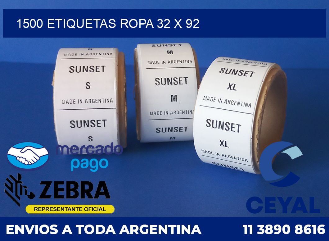 1500 ETIQUETAS ROPA 32 x 92