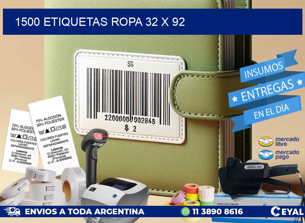 1500 ETIQUETAS ROPA 32 x 92