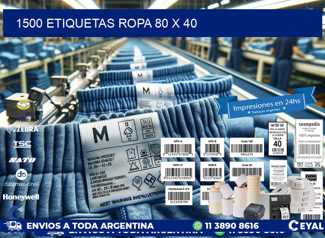 1500 ETIQUETAS ROPA 80 x 40