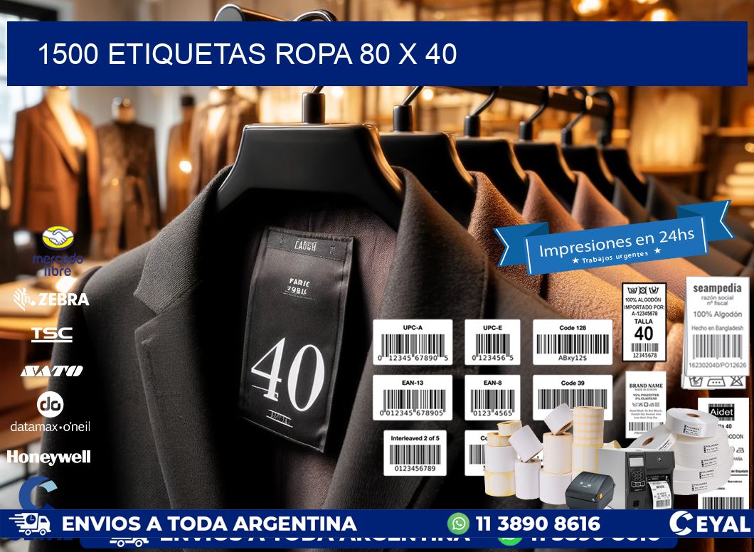 1500 ETIQUETAS ROPA 80 x 40