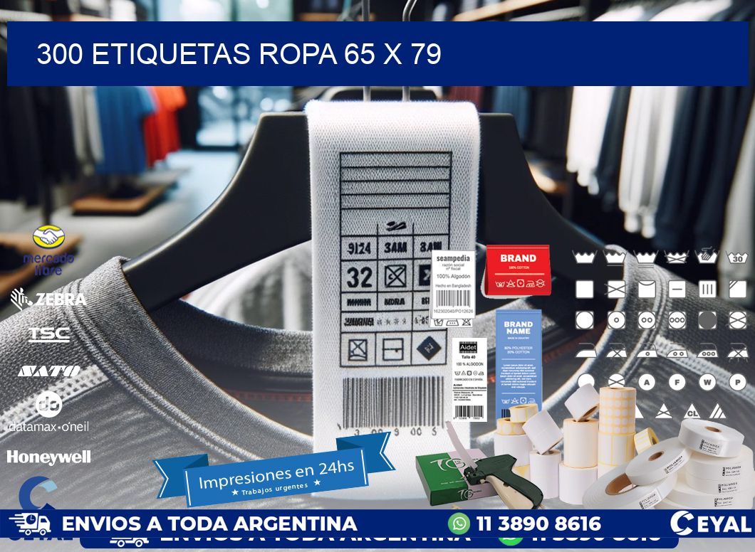 300 ETIQUETAS ROPA 65 x 79