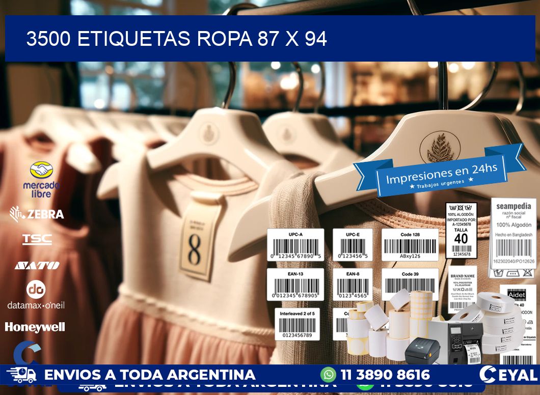 3500 ETIQUETAS ROPA 87 x 94