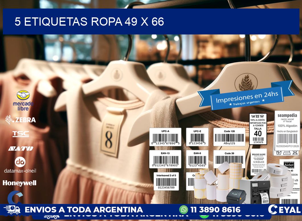 5 ETIQUETAS ROPA 49 x 66