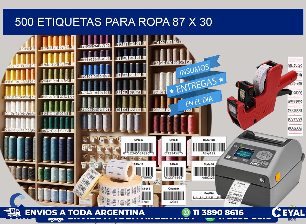 500 ETIQUETAS PARA ROPA 87 x 30