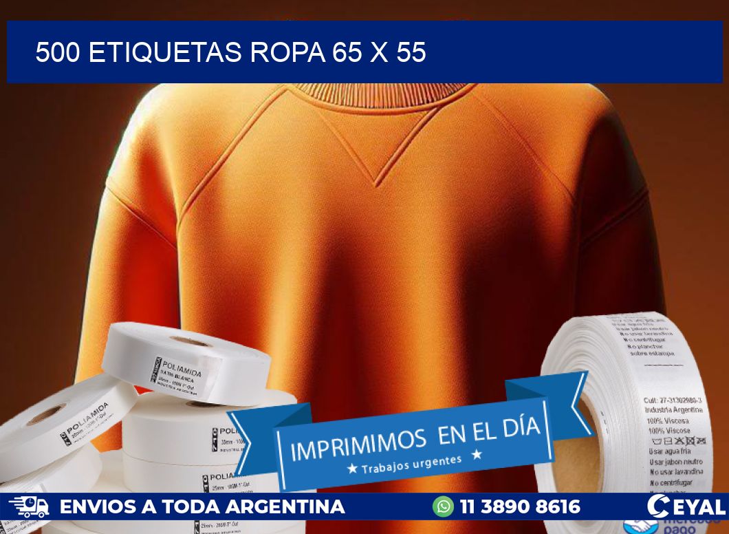 500 ETIQUETAS ROPA 65 x 55