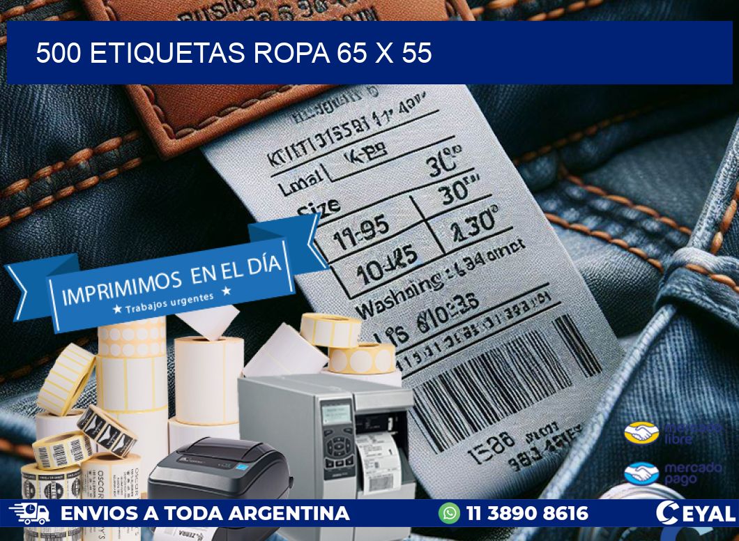 500 ETIQUETAS ROPA 65 x 55