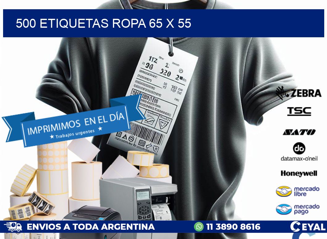 500 ETIQUETAS ROPA 65 x 55