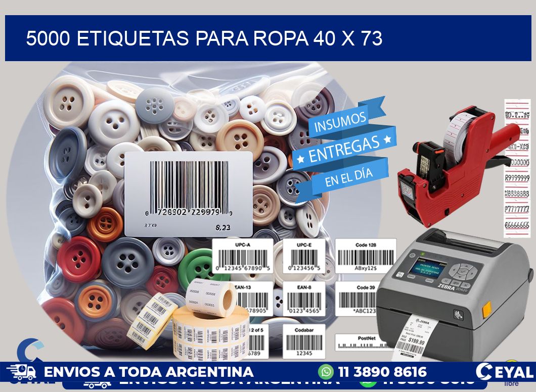 5000 ETIQUETAS PARA ROPA 40 x 73