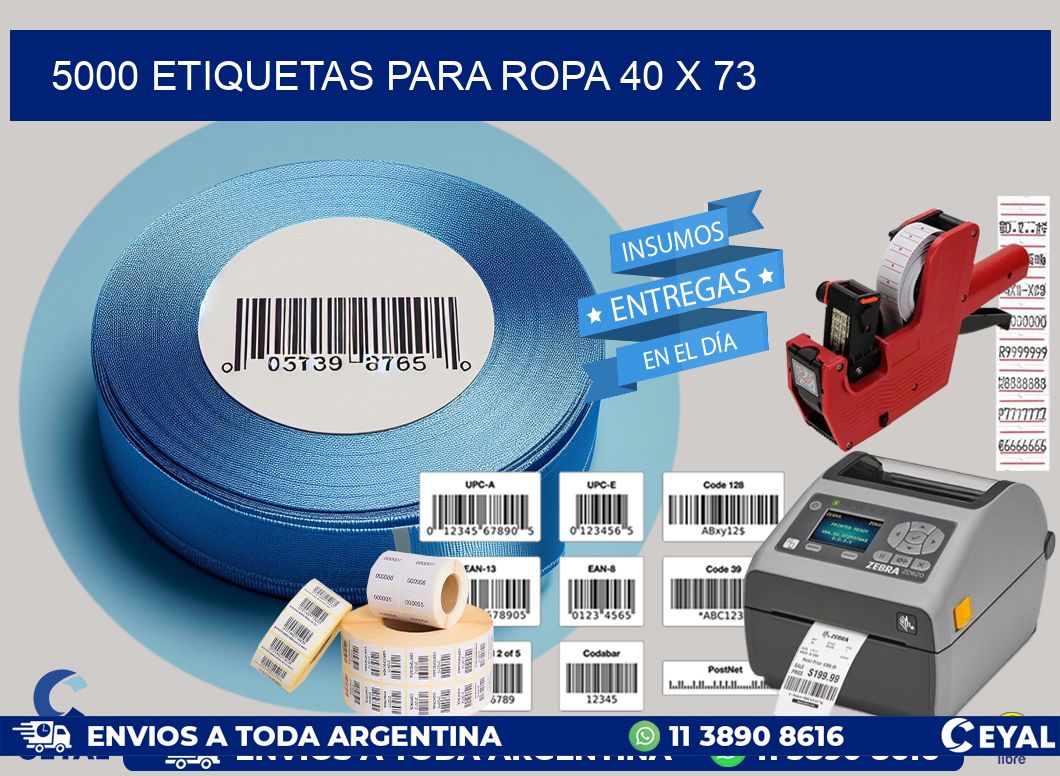 5000 ETIQUETAS PARA ROPA 40 x 73