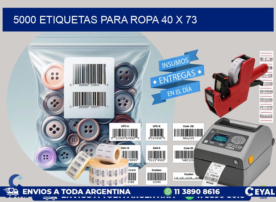 5000 ETIQUETAS PARA ROPA 40 x 73