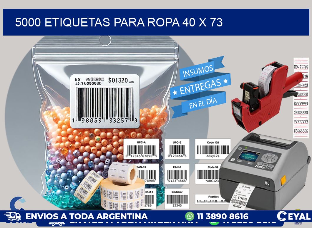 5000 ETIQUETAS PARA ROPA 40 x 73