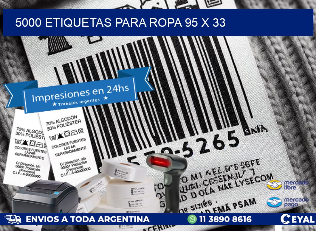 5000 ETIQUETAS PARA ROPA 95 x 33