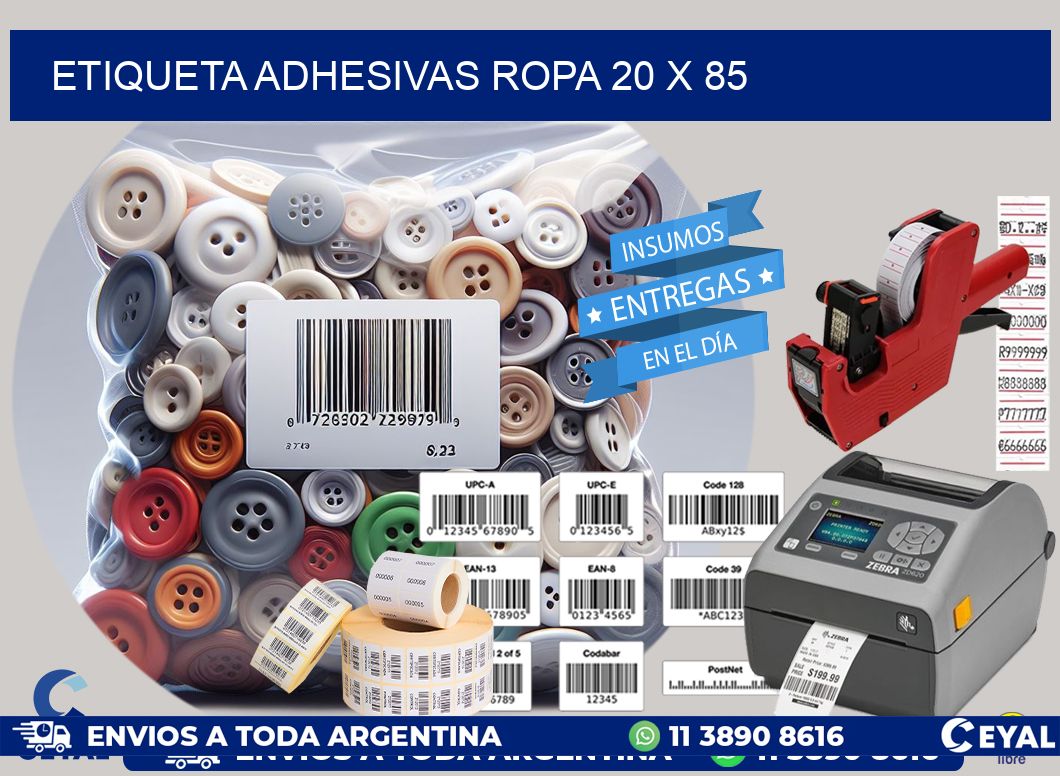 ETIQUETA ADHESIVAS ROPA 20 x 85