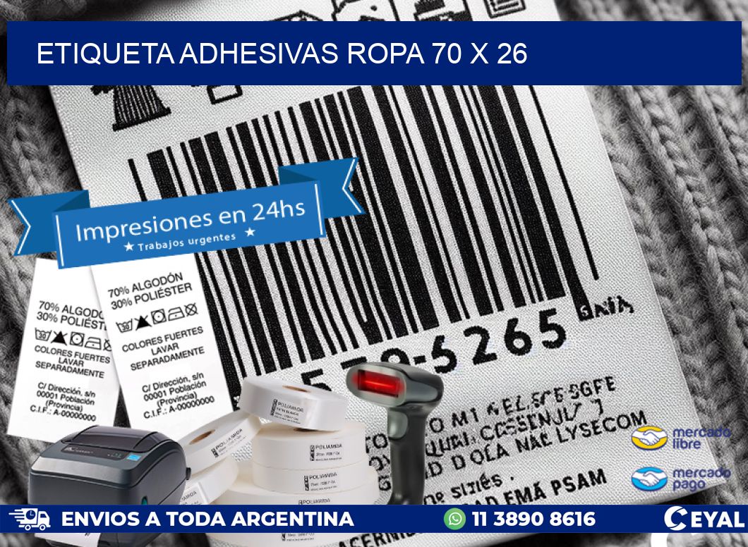 ETIQUETA ADHESIVAS ROPA 70 x 26