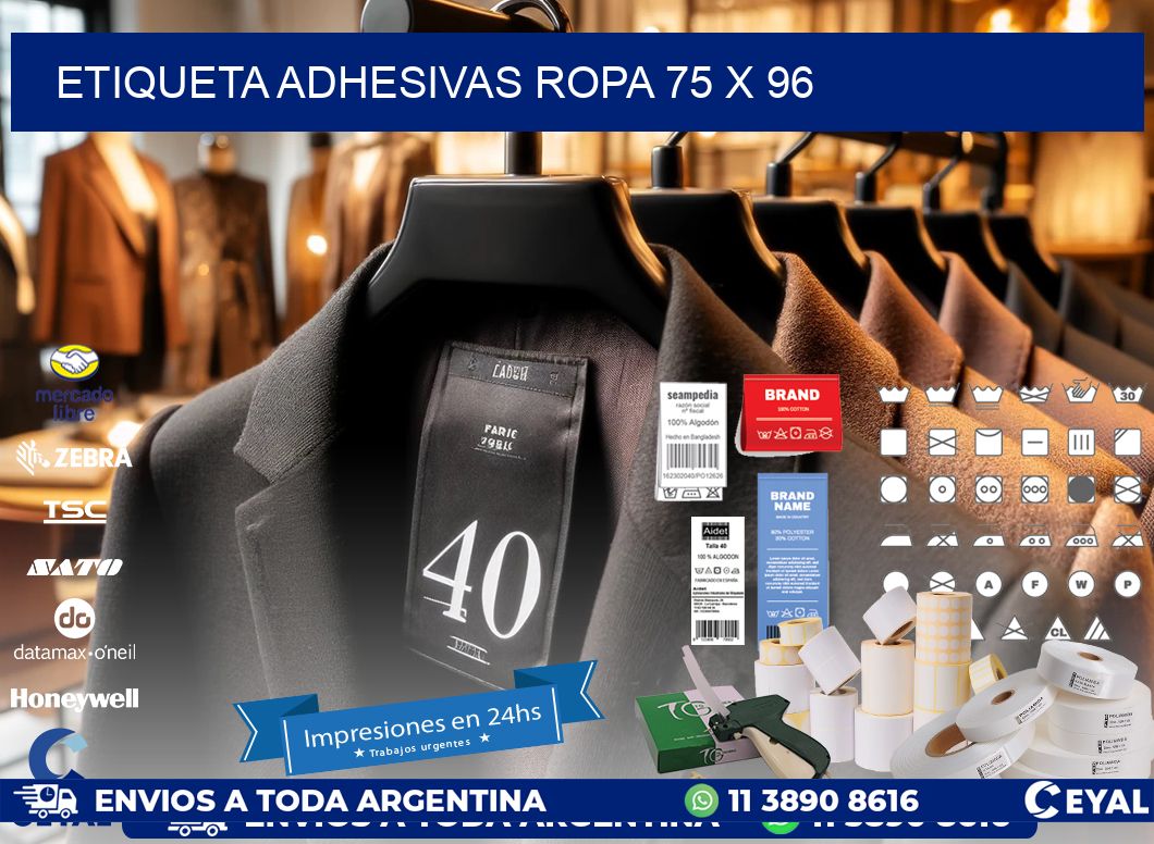 ETIQUETA ADHESIVAS ROPA 75 x 96