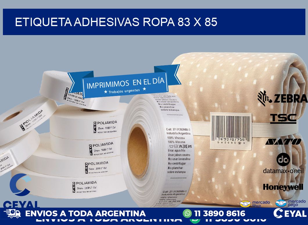ETIQUETA ADHESIVAS ROPA 83 x 85