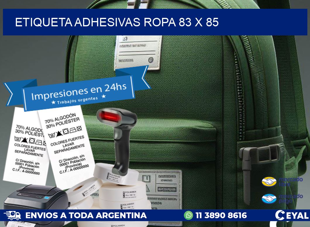 ETIQUETA ADHESIVAS ROPA 83 x 85