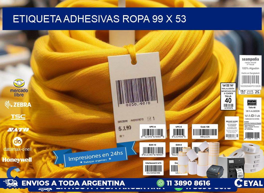 ETIQUETA ADHESIVAS ROPA 99 x 53