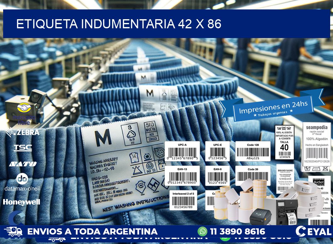 ETIQUETA INDUMENTARIA 42 x 86