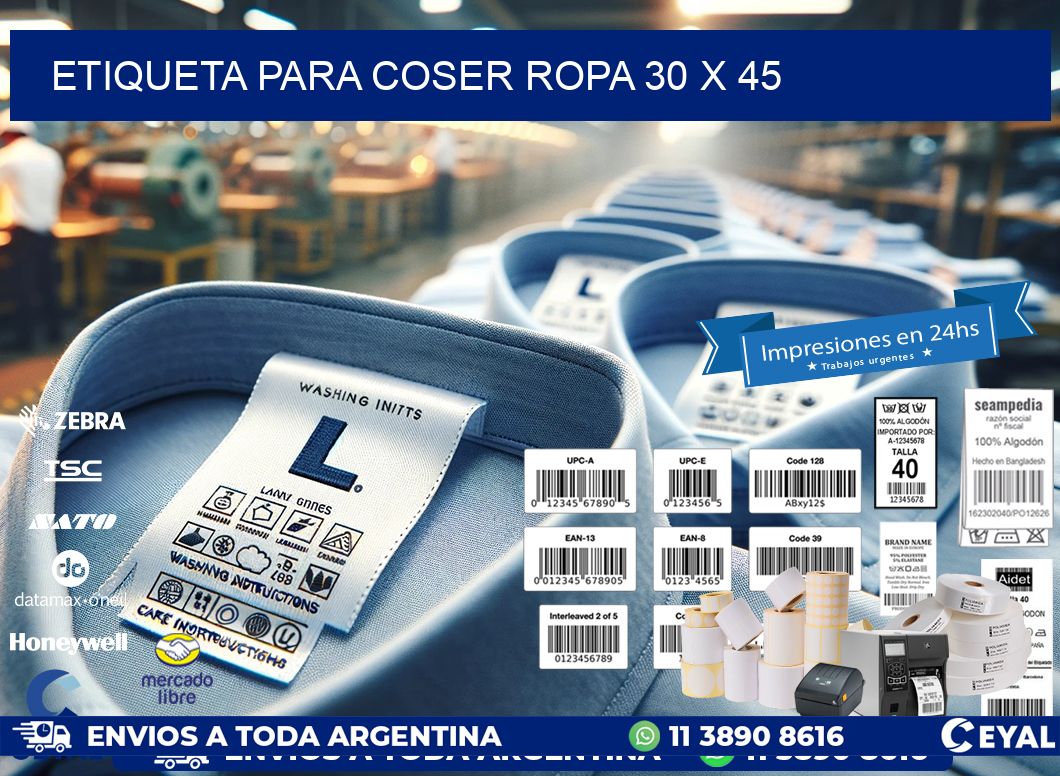 ETIQUETA PARA COSER ROPA 30 x 45