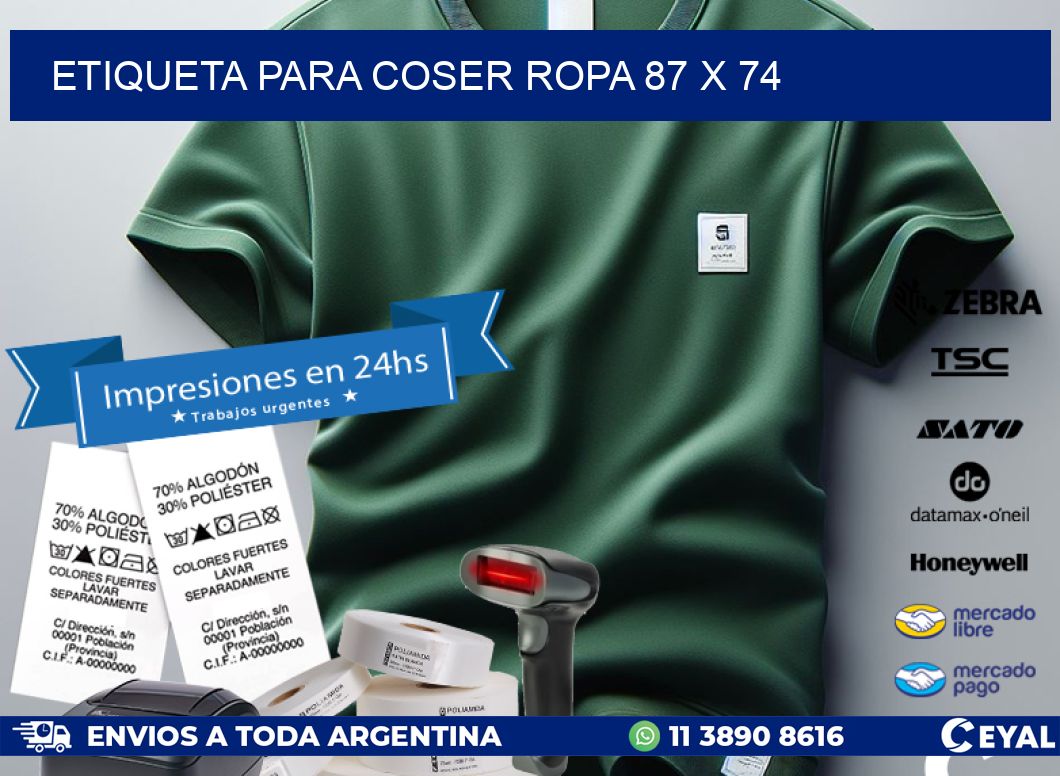 ETIQUETA PARA COSER ROPA 87 x 74