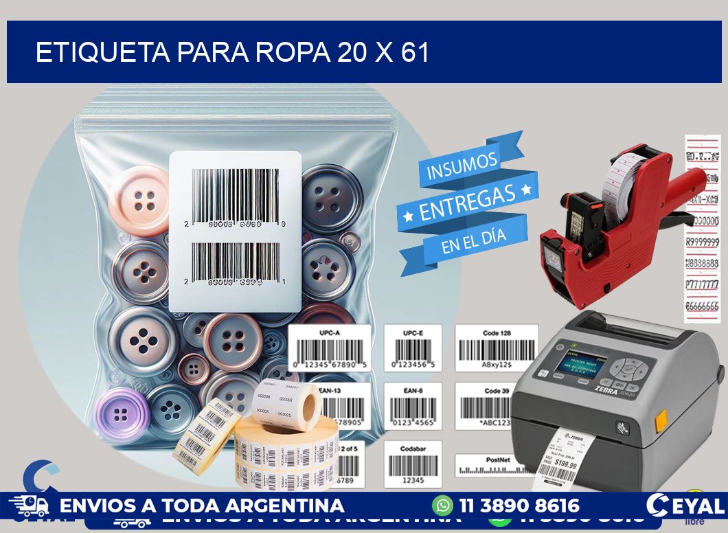 ETIQUETA PARA ROPA 20 x 61