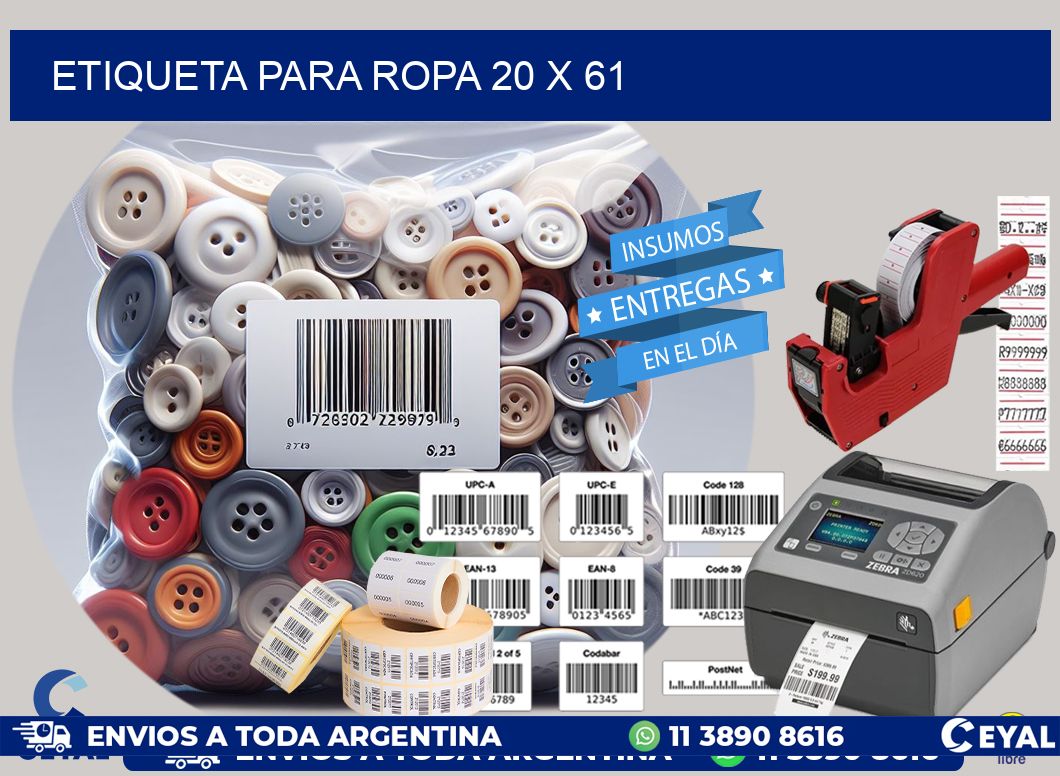 ETIQUETA PARA ROPA 20 x 61