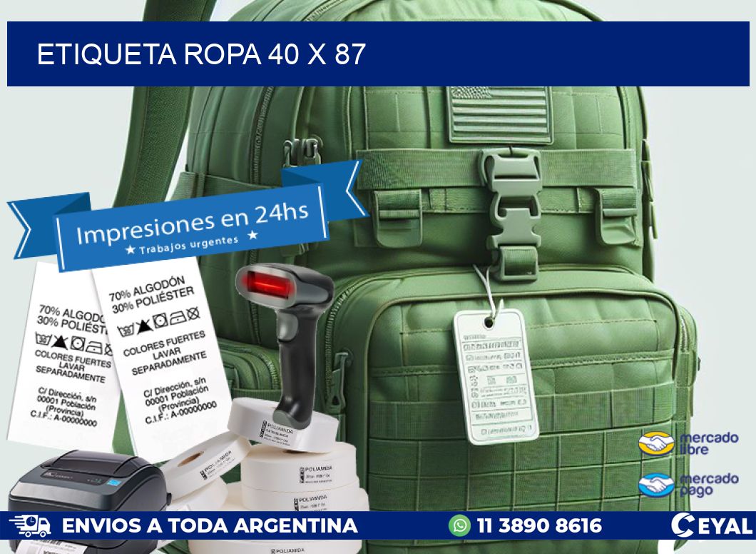 ETIQUETA ROPA 40 x 87