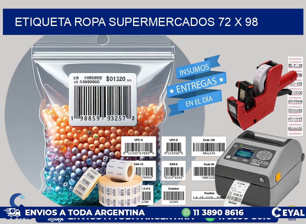 ETIQUETA ROPA SUPERMERCADOS 72 x 98