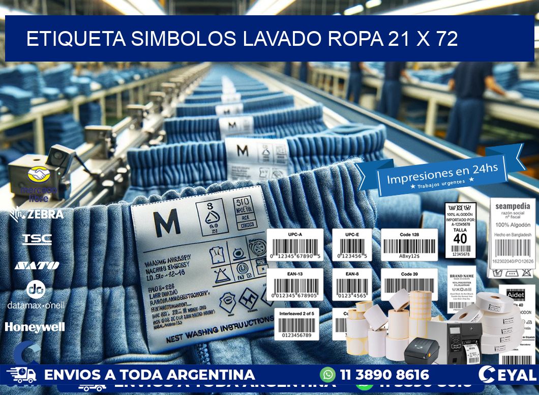 ETIQUETA SIMBOLOS LAVADO ROPA 21 x 72