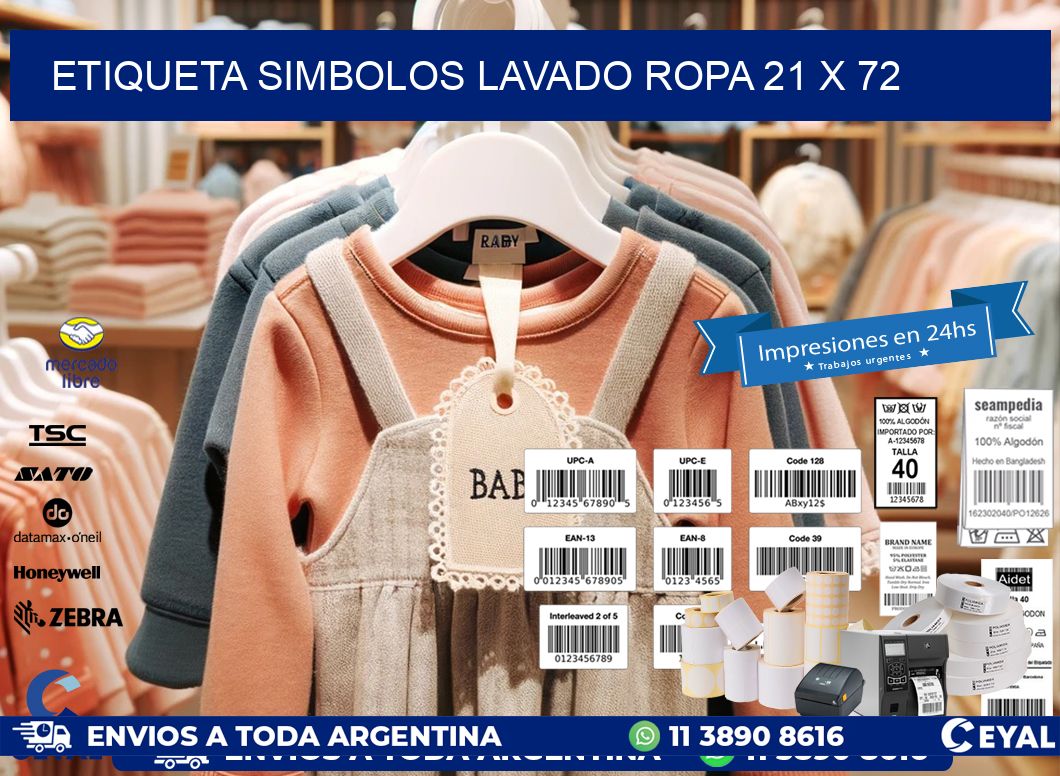 ETIQUETA SIMBOLOS LAVADO ROPA 21 x 72