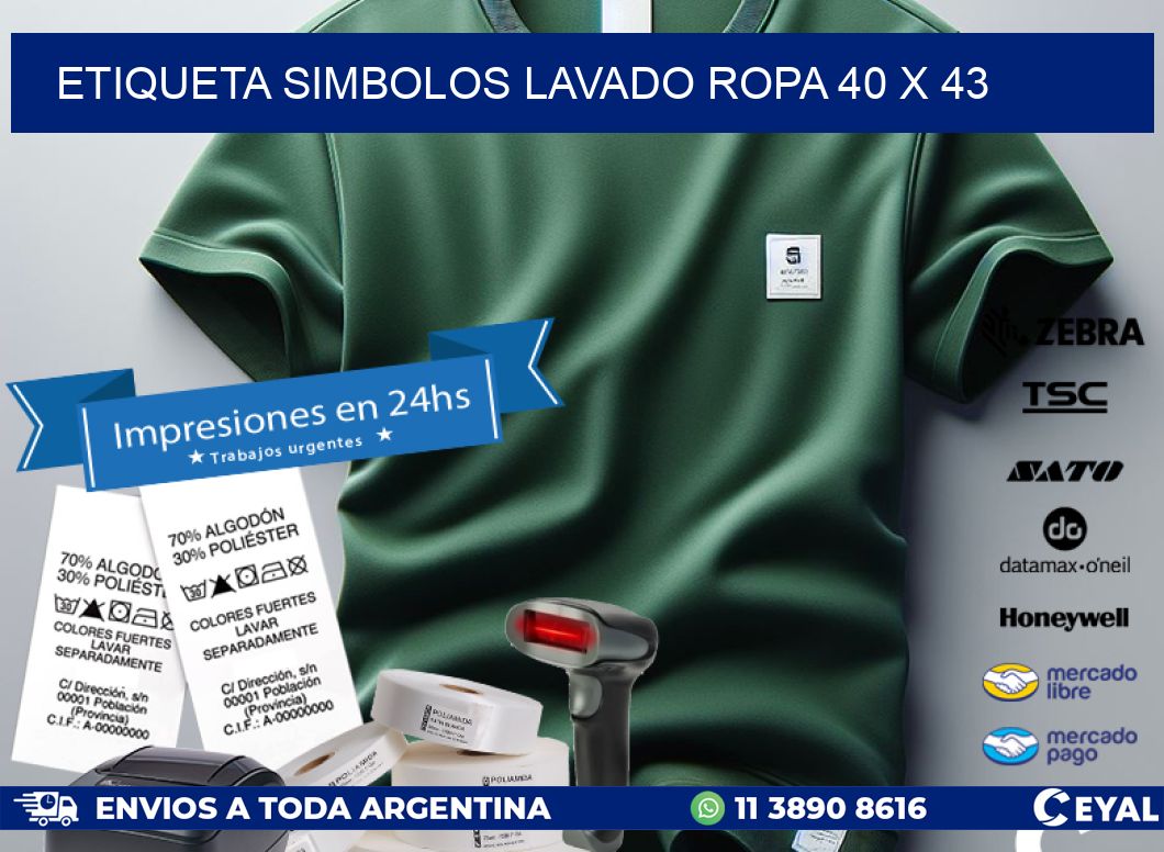 ETIQUETA SIMBOLOS LAVADO ROPA 40 x 43
