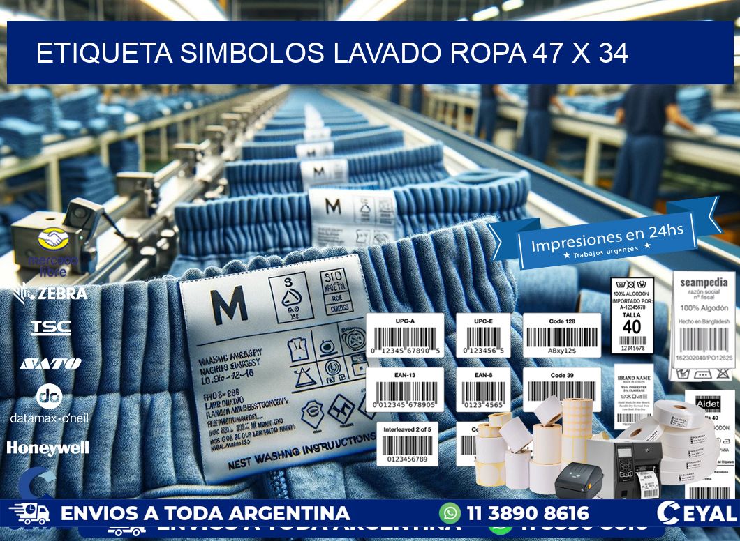 ETIQUETA SIMBOLOS LAVADO ROPA 47 x 34