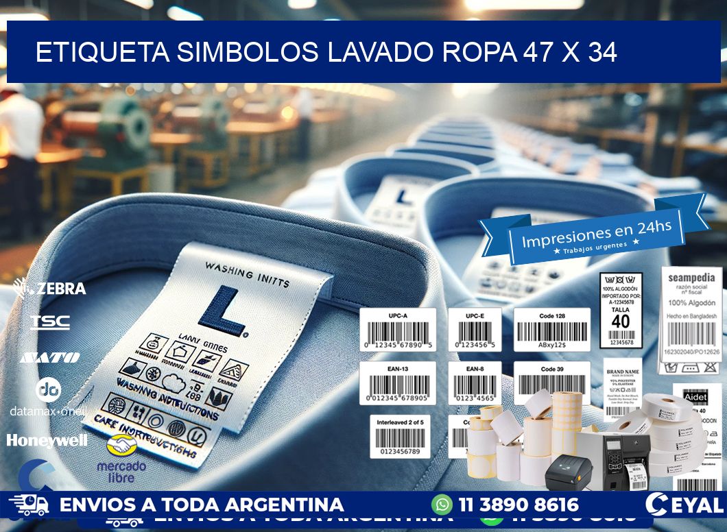 ETIQUETA SIMBOLOS LAVADO ROPA 47 x 34