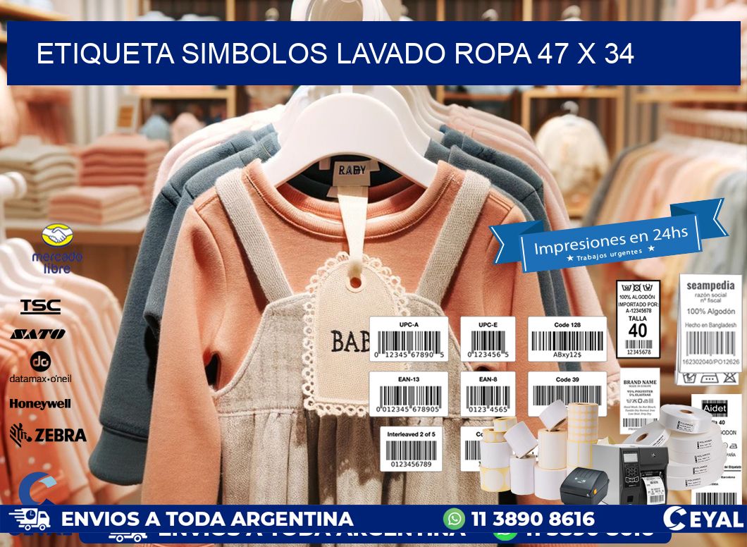 ETIQUETA SIMBOLOS LAVADO ROPA 47 x 34