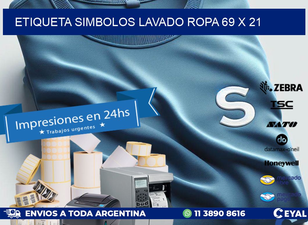 ETIQUETA SIMBOLOS LAVADO ROPA 69 x 21