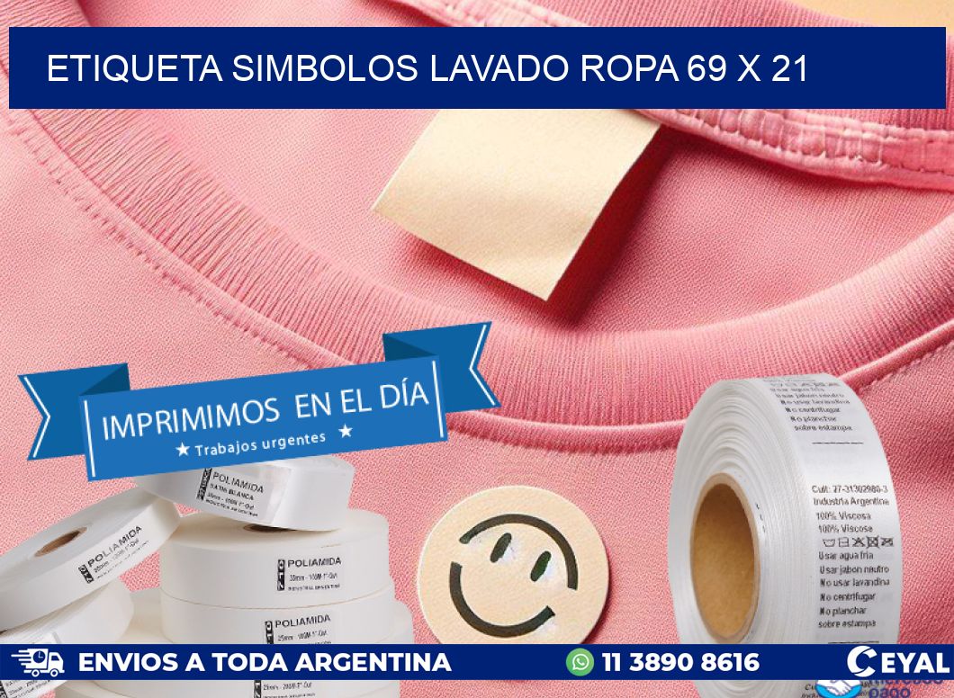 ETIQUETA SIMBOLOS LAVADO ROPA 69 x 21
