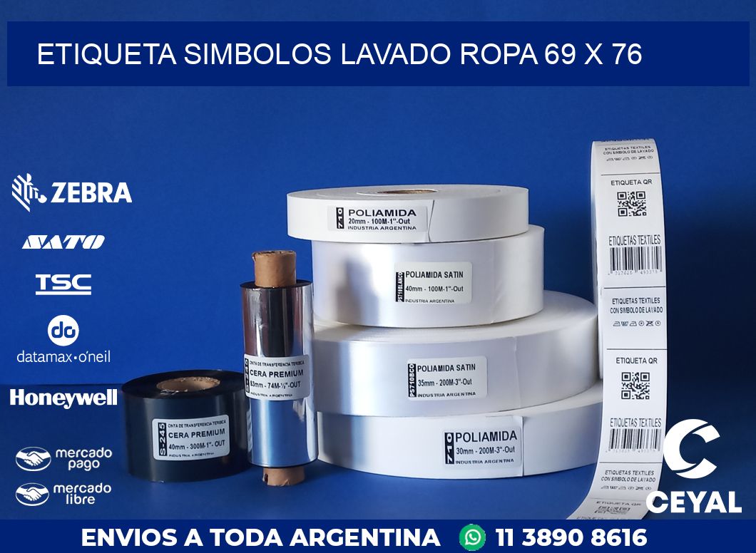 ETIQUETA SIMBOLOS LAVADO ROPA 69 x 76