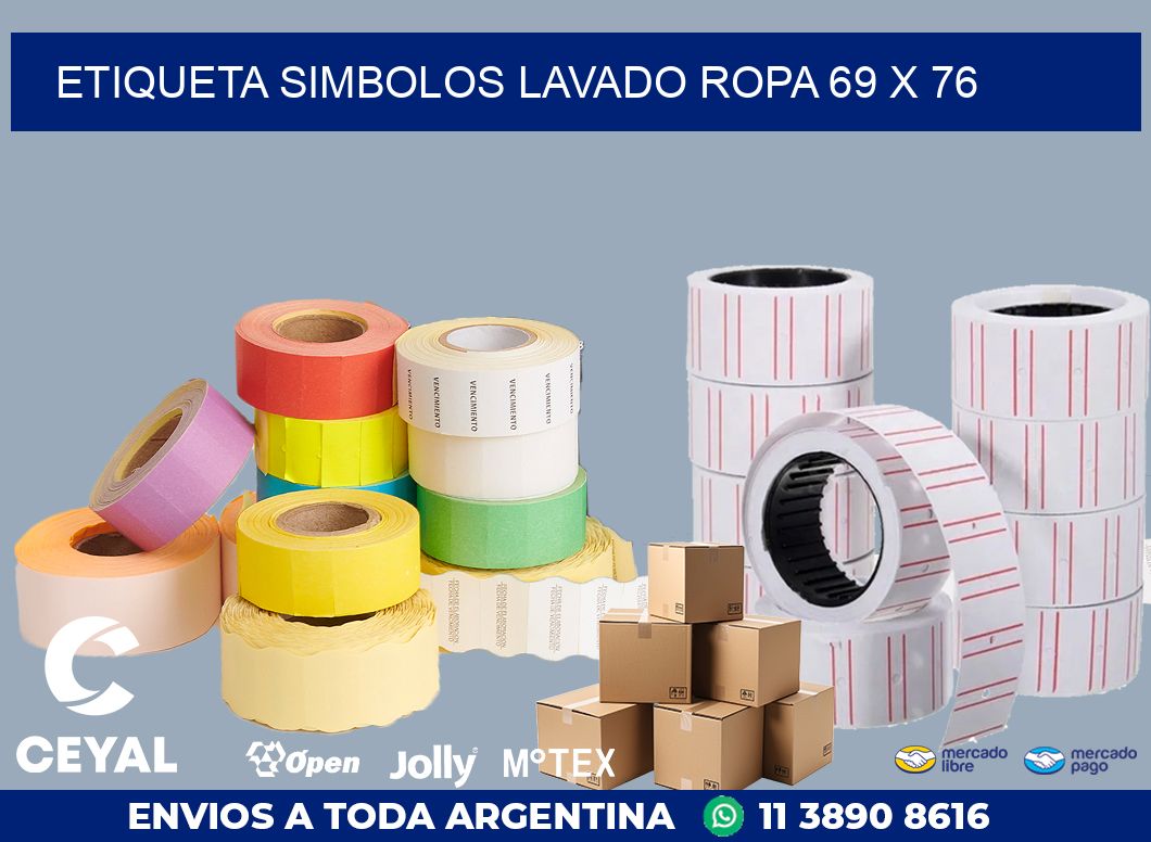 ETIQUETA SIMBOLOS LAVADO ROPA 69 x 76