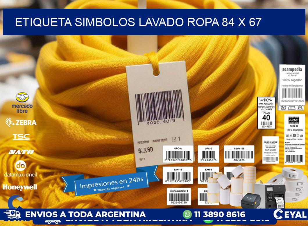 ETIQUETA SIMBOLOS LAVADO ROPA 84 x 67