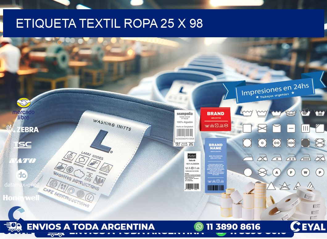 ETIQUETA TEXTIL ROPA 25 x 98