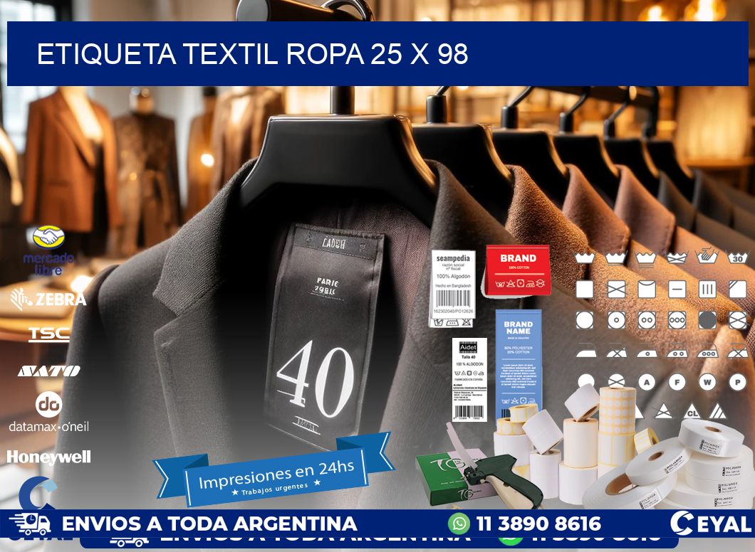 ETIQUETA TEXTIL ROPA 25 x 98